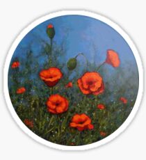 Red Poppies: Painting of Red Poppy Flowers, Flower Art Sticker