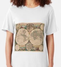 Vintage Map of The World (1672) 2 Slim Fit T-Shirt