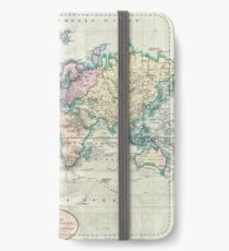 Vintage Karte der Welt (1801) iPhone Flip-Case/Hülle/Skin