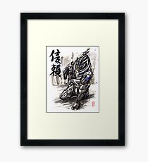 Mass Effect Garrus Sumie style with Japanese Calligraphy Framed Print