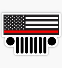 Jeep Firefighter Red Line Flag Sticker