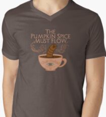 The Pumpkin Spice Must Flow Men's V-Neck T-Shirt