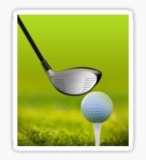 Golf ball and driver on green grass Sticker