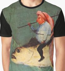 Weird flying fish with riders design by Hieronymus Bosch Graphic T-Shirt