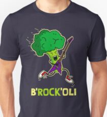 Funny cartoon broccoli playing electric guitar Unisex T-Shirt