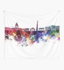 Washington DC skyline in watercolor on white background Wall Tapestry