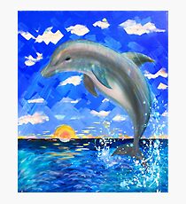 Baby-Delphin-strahlender Sonnenaufgang Fotodruck