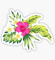Hot Pink Hibiscus & Tropical Flowers Sticker