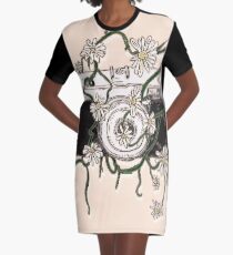 Vintage Kamera blüht T-Shirt Kleid