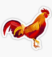 Red fire rooster in paper cut style. Sticker