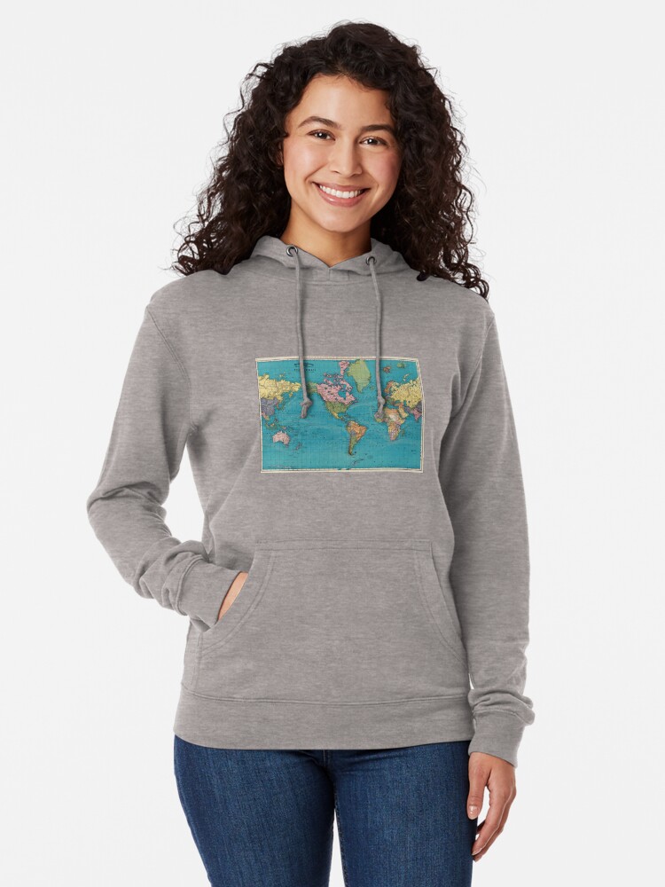 Alternate view of Vintage Map of The World (1897) Lightweight Hoodie