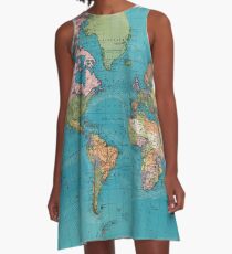 Vintage Map of The World (1897) A-Line Dress
