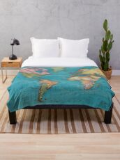 Vintage Map of The World (1897) Throw Blanket