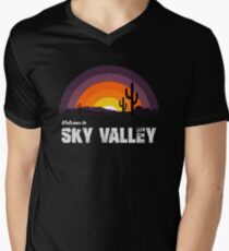 Camiseta para hombre de cuello en v Bienvenido a Sky Valley
