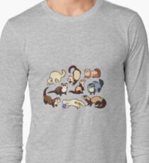 cat snakes in blue Long Sleeve T-Shirt