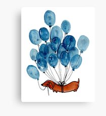 Lienzo Perro Dachshund y globos