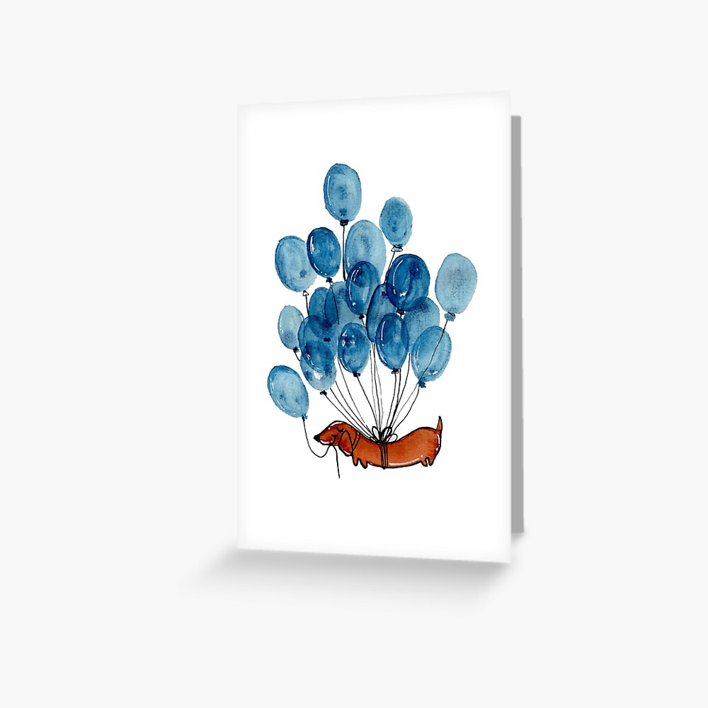 Dachshund dog and balloons Greeting Card