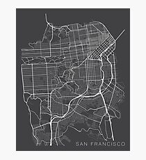 San Francisco Karte, USA - Grau Fotodruck