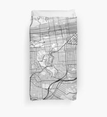 San Francisco Map, USA - Black and White Duvet Cover