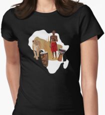 Africa Map African Traditional Drums Women's Fitted T-Shirt