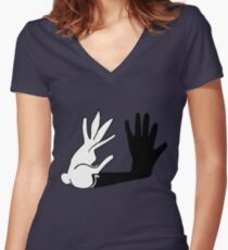 Easter Bunny Shadow Puppet Women's Fitted V-Neck T-Shirt