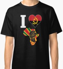 I Love Africa Map Black Power Angola Flag T-Shirt Classic T-Shirt