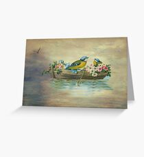 Birds In Boat Fantasy Greeting Card