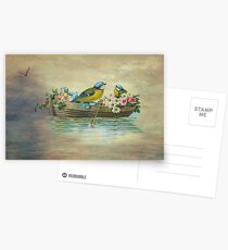 Birds In Boat Fantasy Postcards