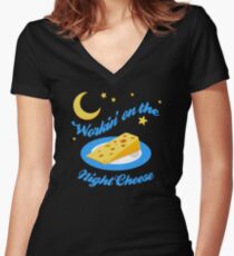 Night Cheese Women's Fitted V-Neck T-Shirt