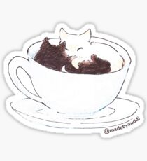 Coffee & Cream Cuddles - Cat Sticker Sticker