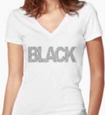 B L A C K Women's Fitted V-Neck T-Shirt