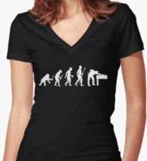 Evolution Of 8 Ball Funny Billiards T Shirt Women's Fitted V-Neck T-Shirt