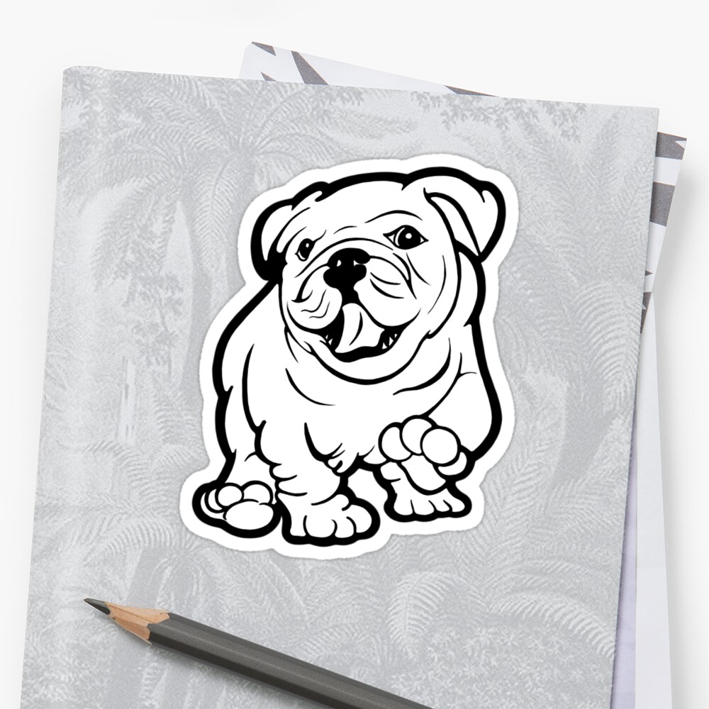 "Happy Bulldog Puppy " Sticker By Sookiesooker | Redbubble