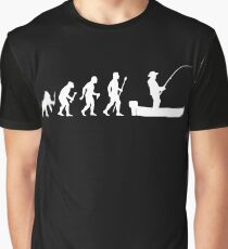 Funny Evolution Of Man and Boat Fishing Graphic T-Shirt