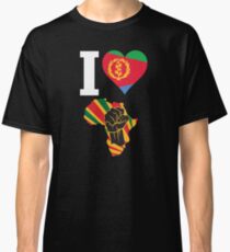 I Love Africa Map Black Power Eritrea Flag T-Shirt Classic T-Shirt