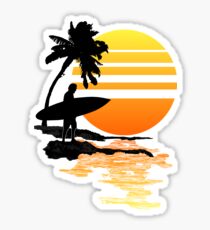 Surfing Sunrise Sticker