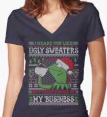 I Heard You Like Ugly Sweaters Women's Fitted V-Neck T-Shirt