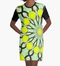 Yellow Kaleidoscope Graphic T-Shirt Dress