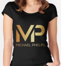 Michael Phelps Gold Logo Women's Fitted Scoop T-Shirt