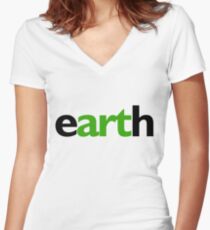 earth Fitted V-Neck T-Shirt
