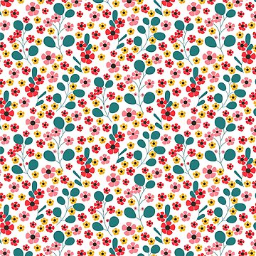 Artwork thumbnail, A Simple Colorful Pattern With Red And Pink Flowers by vectormarketnet