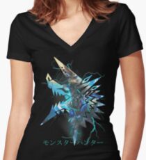 Monster Hunter - Zinogre Women's Fitted V-Neck T-Shirt