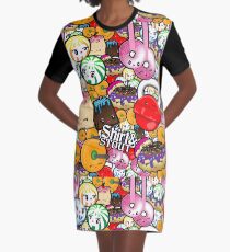 Kawaii Fitness Graphic T-Shirt Dress
