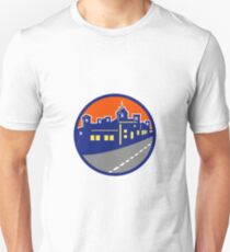 Buildings Street Cityscape Circle Retro Unisex T-Shirt