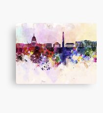 Washington DC skyline in watercolor background Canvas Print
