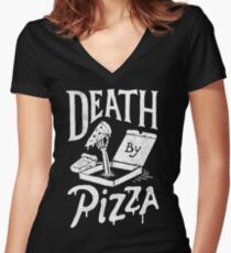 Death By Pizza Women's Fitted V-Neck T-Shirt
