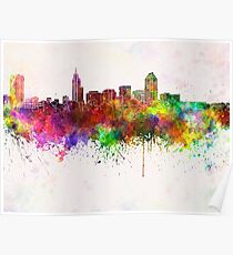 Raleigh skyline in watercolor background Poster