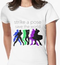Camiseta entallada JJBA: ¡Huelga una pose, salva el mundo!