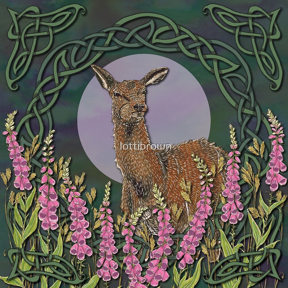 "Celtic Deer" by lottibrown Redbubble
