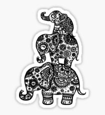 Elephant Family in Black Sticker